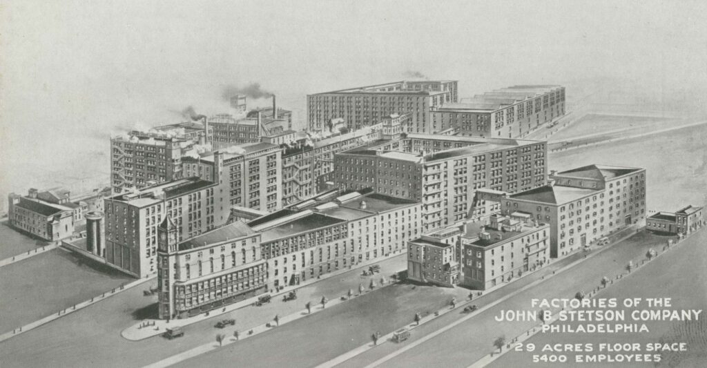 John B. Stetson Company, North Philadelphia complex, circa 1910. John B. Stetson Company Postcards, Library Company of Philadelphia.